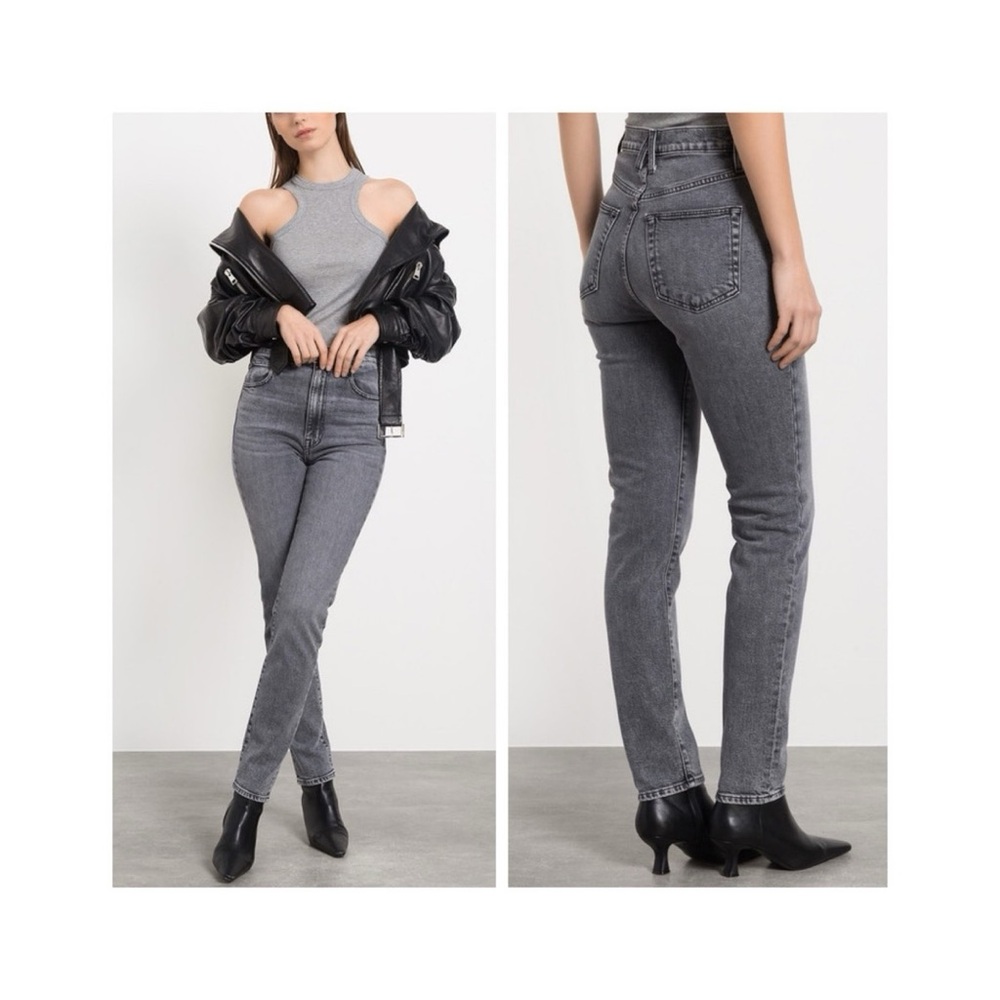 NEW SLVRLAKE Beatnik High Rise Slim Jeans (Sz 24) Gray Harvest Moon